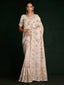 Designer Multicolor Georgette Embroidered Saree With Unstitched Blouse Clothsvilla