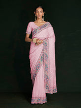 Load image into Gallery viewer, Stylish Pink Georgette Embroidered Saree With Unstitched Blouse Clothsvilla