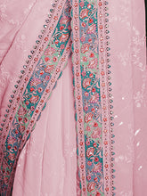 Load image into Gallery viewer, Stylish Pink Georgette Embroidered Saree With Unstitched Blouse Clothsvilla