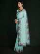 Load image into Gallery viewer, Modren Blue Georgette Embroidered Saree With Unstitched Blouse Clothsvilla