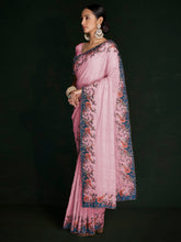 Load image into Gallery viewer, Classic Pink Georgette Embroidered Saree With Unstitched Blouse Clothsvilla