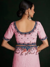 Load image into Gallery viewer, Classic Pink Georgette Embroidered Saree With Unstitched Blouse Clothsvilla