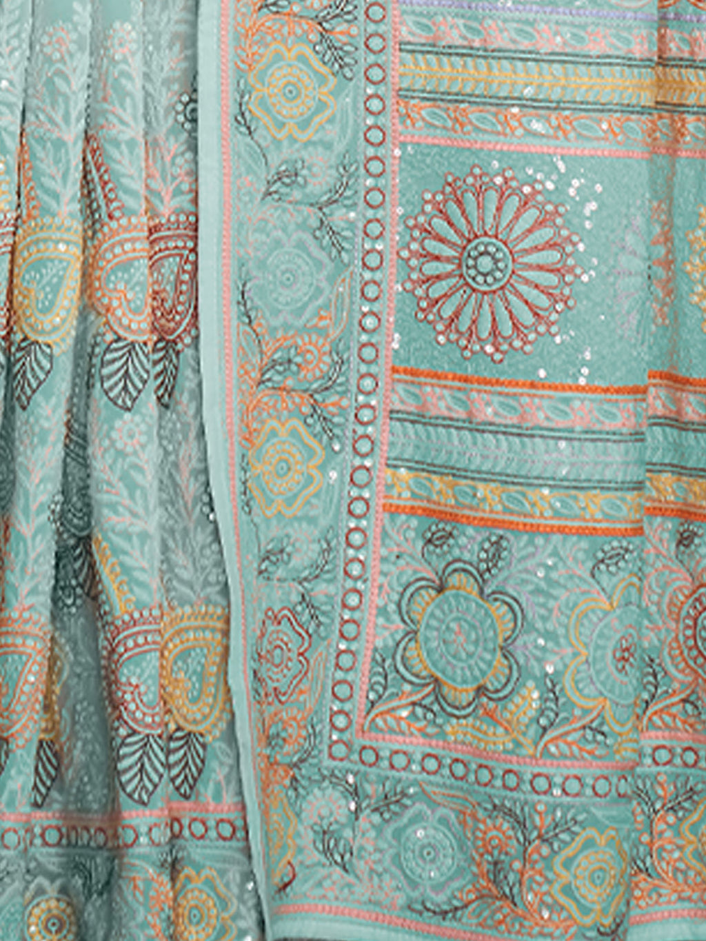 Beautiful Blue Georgette Embroidered Saree With Unstitched Blouse Clothsvilla