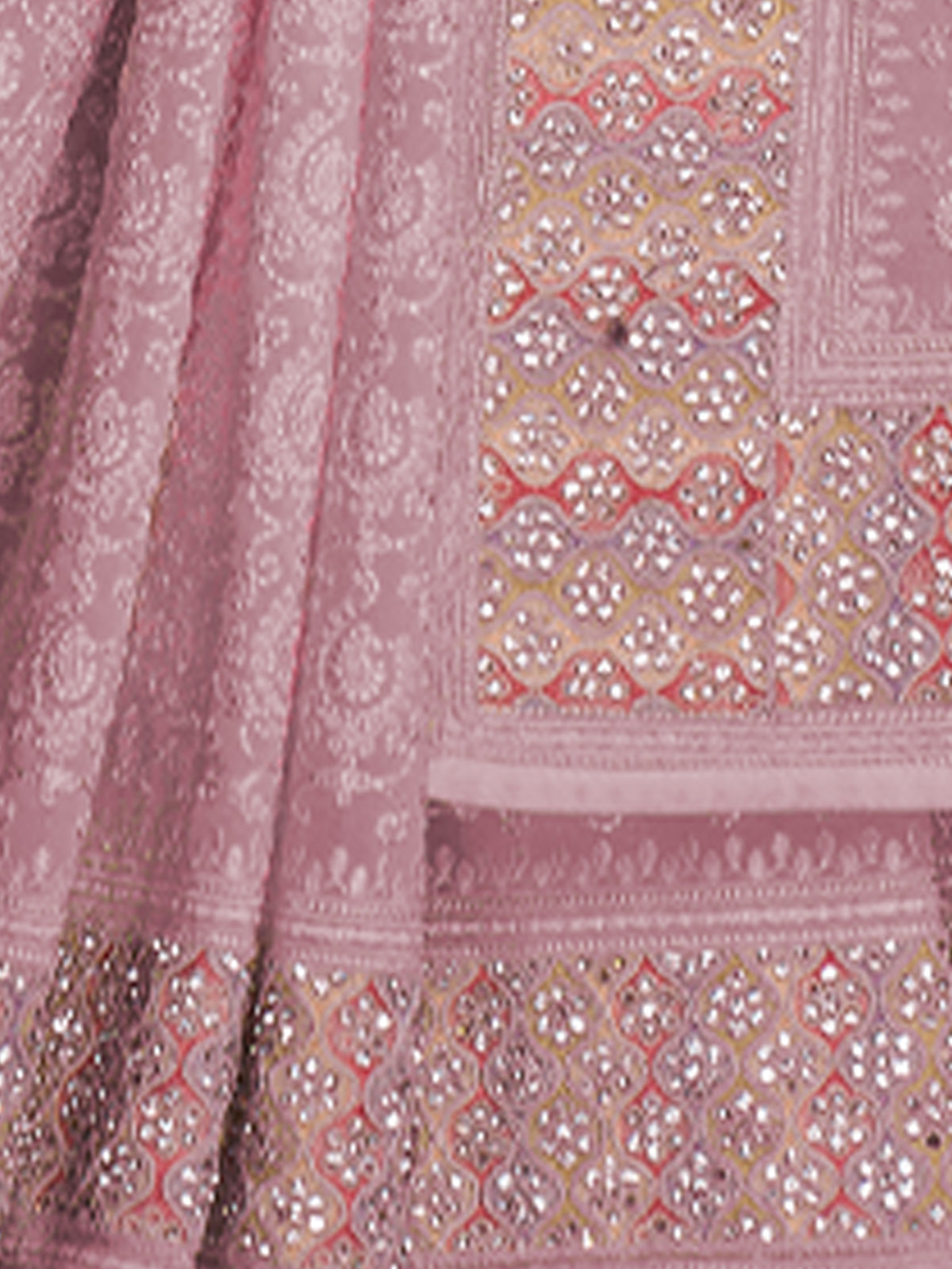 Modren Pink Georgette Embroidered Saree With Unstitched Blouse Clothsvilla