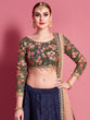 Load image into Gallery viewer, Dark Blue Embroidered Semi Stitched Lehenga With Unstitched Blouse Clothsvilla