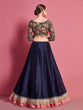 Load image into Gallery viewer, Dark Blue Embroidered Semi Stitched Lehenga With Unstitched Blouse Clothsvilla