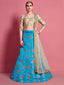 Sky Blue Embroidered Semi Stitched Lehenga With Unstitched Blouse Clothsvilla