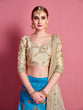 Load image into Gallery viewer, Sky Blue Embroidered Semi Stitched Lehenga With Unstitched Blouse Clothsvilla