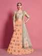 Load image into Gallery viewer, Orange Embroidered Semi Stitched Lehenga With Unstitched Blouse Clothsvilla