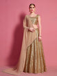 Load image into Gallery viewer, Golden Soft Net Semi Stitched Lehenga With Unstitched Blouse Clothsvilla