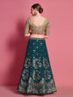 Load image into Gallery viewer, Teal Embroidered Semi Stitched Lehenga With Unstitched Blouse Clothsvilla