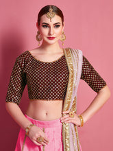 Load image into Gallery viewer, Pink Embroidered Semi Stitched Lehenga With Unstitched Blouse Clothsvilla