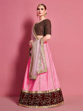 Load image into Gallery viewer, Pink Embroidered Semi Stitched Lehenga With Unstitched Blouse Clothsvilla