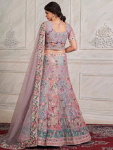 Load image into Gallery viewer, Women&#39;s Lilac Net  Semi stitched Lehenga With Unstitched Blouse Clothsvilla
