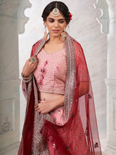 Load image into Gallery viewer, Women&#39;s Peach Silk  Semi stitched Lehenga With Unstitched Blouse Clothsvilla