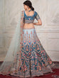 Load image into Gallery viewer, Women's Blue Net  Semi stitched Lehenga With Unstitched Blouse Clothsvilla