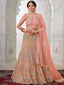 Women's Peach Net Semi stitched Lehenga With Unstitched Blouse Clothsvilla