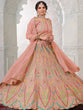 Load image into Gallery viewer, Women's Peach Net Semi stitched Lehenga With Unstitched Blouse Clothsvilla