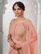 Load image into Gallery viewer, Women's Peach Net Semi stitched Lehenga With Unstitched Blouse Clothsvilla