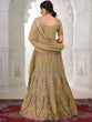 Load image into Gallery viewer, Women's Olive Net Semi stitched Lehenga With Unstitched Blouse Clothsvilla