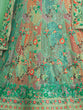 Load image into Gallery viewer, Women's Green Net Semi stitched Lehenga With Unstitched Blouse Clothsvilla