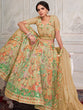 Load image into Gallery viewer, Women's Beige Net Semi stitched Lehenga With Unstitched Blouse Clothsvilla