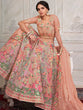 Load image into Gallery viewer, Women's Pink Net Semi stitched Lehenga With Unstitched Blouse Clothsvilla