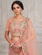 Load image into Gallery viewer, Women's Pink Net Semi stitched Lehenga With Unstitched Blouse Clothsvilla