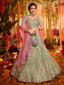 Green Sequins  Sassy Semi Stitched Lehenga With  Unstitched Blouse Clothsvilla