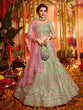 Load image into Gallery viewer, Green Sequins  Sassy Semi Stitched Lehenga With  Unstitched Blouse Clothsvilla