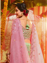 Load image into Gallery viewer, Green Sequins  Sassy Semi Stitched Lehenga With  Unstitched Blouse Clothsvilla