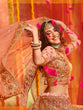 Load image into Gallery viewer, Peach  Soft Net Seqins Semi Stitched Lehenga With  Unstitched Blouse Clothsvilla