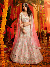 Load image into Gallery viewer, Elegant Off White Semi Stitched Lehenga With  Unstitched Blouse Clothsvilla