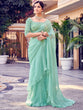 Load image into Gallery viewer, Sea Green Organza Solid Saree With Blouse Piece Clothsvilla