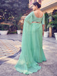 Load image into Gallery viewer, Sea Green Organza Solid Saree With Blouse Piece Clothsvilla