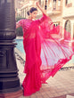 Load image into Gallery viewer, Pink Organza Solid Saree With Blouse Piece Clothsvilla