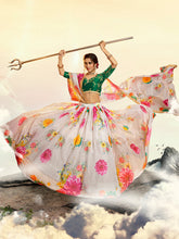 Load image into Gallery viewer, Designer White Semi Stitched Lehenga With  Unstitched Blouse Clothsvilla