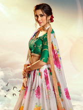 Load image into Gallery viewer, Designer White Semi Stitched Lehenga With  Unstitched Blouse Clothsvilla