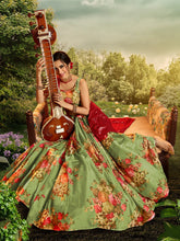 Load image into Gallery viewer, Green Elegant Semi Stitched Lehenga With  Unstitched Blouse Clothsvilla