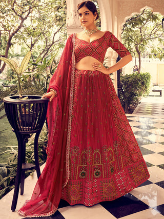 Beautiful Pink Silk Stitched Lehenga with unstitched Choli Set Clothsvilla