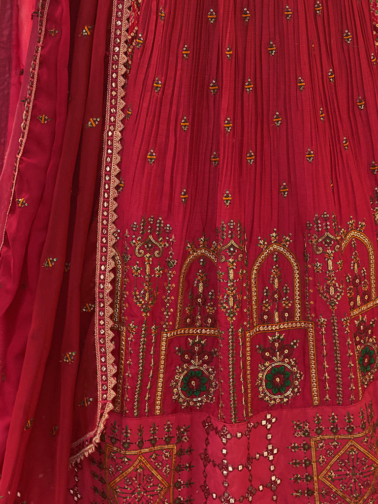 Beautiful Pink Silk Stitched Lehenga with unstitched Choli Set Clothsvilla
