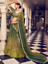 Load image into Gallery viewer, Stunning Olive Green Silk Semi Stitched Lehenga Choli Set Clothsvilla