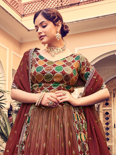 Designer Maroon Silk Semi Stitched Lehenga Choli Set Clothsvilla