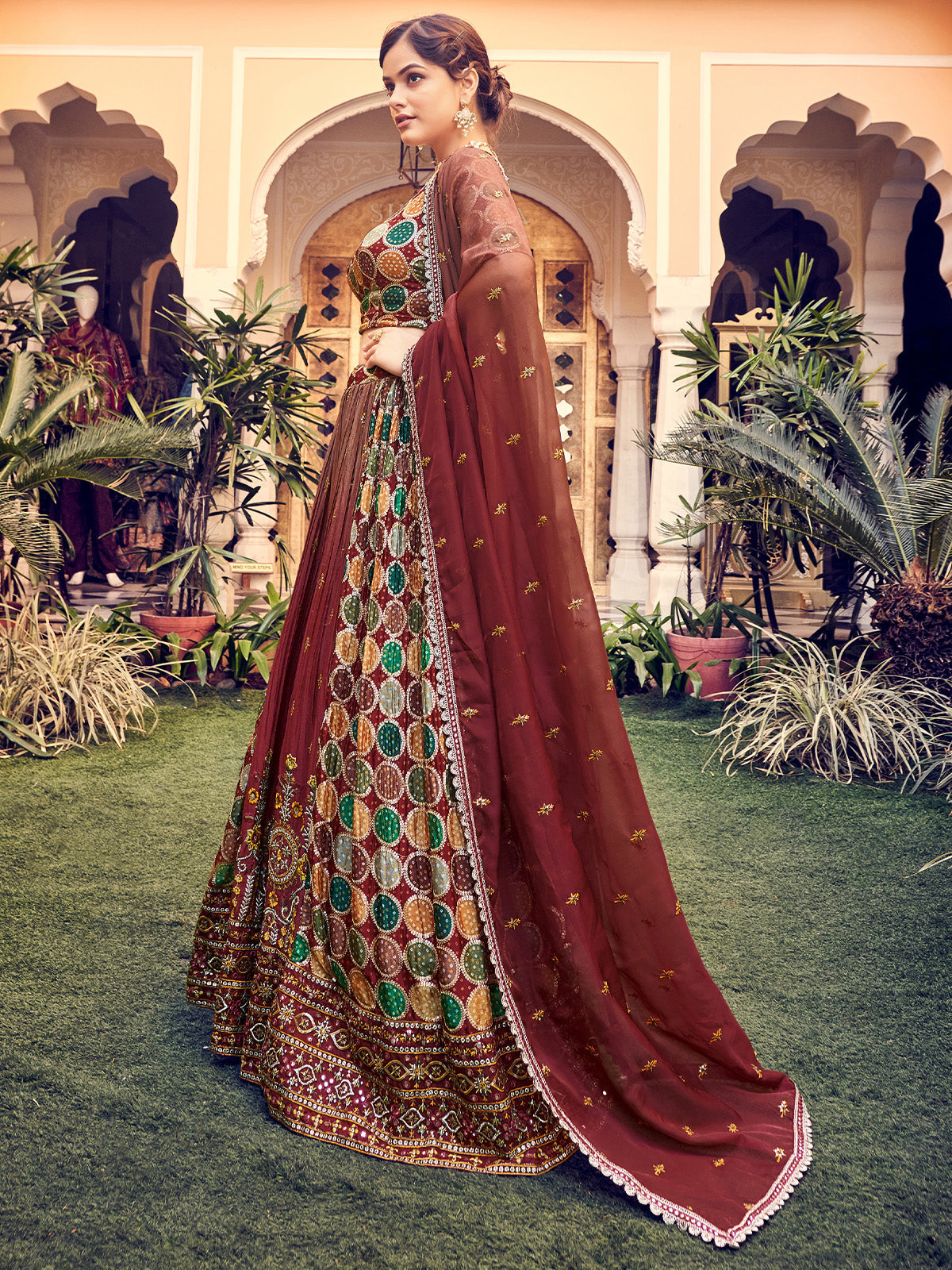Designer Maroon Silk Semi Stitched Lehenga Choli Set Clothsvilla