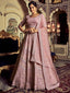Designer Pink Georgette Embroidered Semi Stitched Lehenga With Unstitched Blouse Clothsvilla