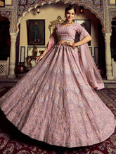 Load image into Gallery viewer, Designer Pink Georgette Embroidered Semi Stitched Lehenga With Unstitched Blouse Clothsvilla