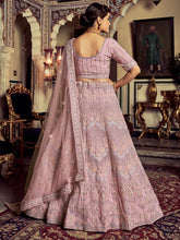 Load image into Gallery viewer, Designer Pink Georgette Embroidered Semi Stitched Lehenga With Unstitched Blouse Clothsvilla