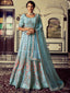 Attractive Blue Georgette Embroidered Semi Stitched Lehenga With Unstitched Blouse Clothsvilla