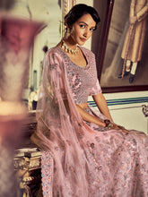 Load image into Gallery viewer, Stylish Pink Soft Net Embroidered Semi Stitched Lehenga With Unstitched Blouse Clothsvilla