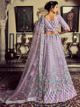 Load image into Gallery viewer, Modern Purple Georgette Embroidered Semi Stitched Lehenga With Unstitched Blouse Clothsvilla